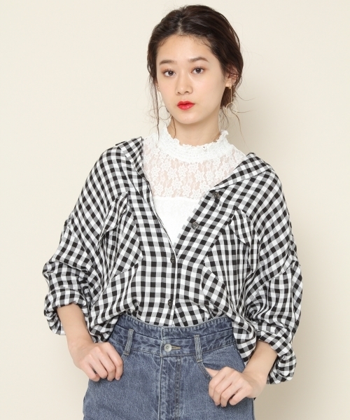 PAGEBOY(ページボーイ)の「オープンカラー3WAYブラウス(シャツ/ブラウス・レディース・オフホワイト/ブラック×ホワイト/カーキ/ブラック系その他・FREE)」の3枚目の写真