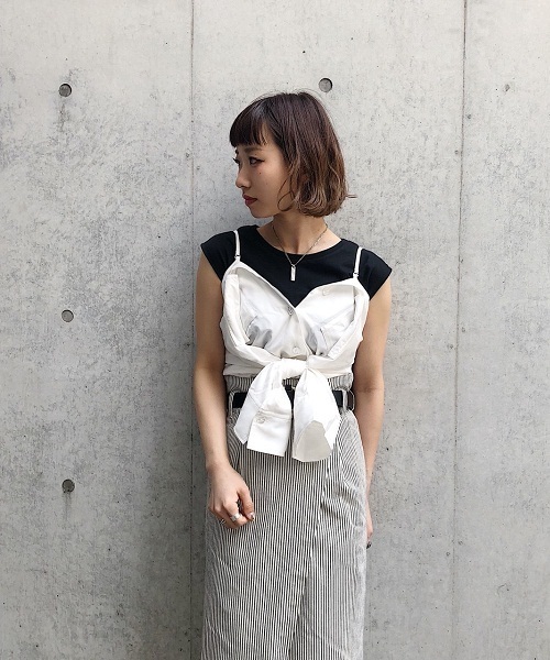 PAGEBOY(ページボーイ)の「オープンカラー3WAYブラウス(シャツ/ブラウス・レディース・オフホワイト/ブラック×ホワイト/カーキ/ブラック系その他・FREE)」の8枚目の写真