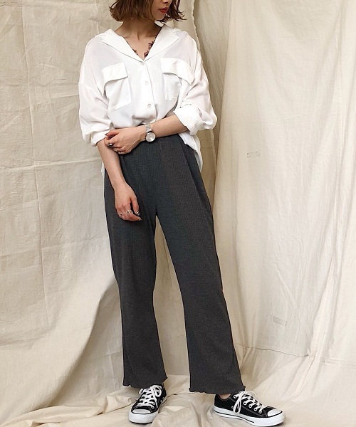 PAGEBOY(ページボーイ)の「オープンカラー3WAYブラウス(シャツ/ブラウス・レディース・オフホワイト/ブラック×ホワイト/カーキ/ブラック系その他・FREE)」の11枚目の写真