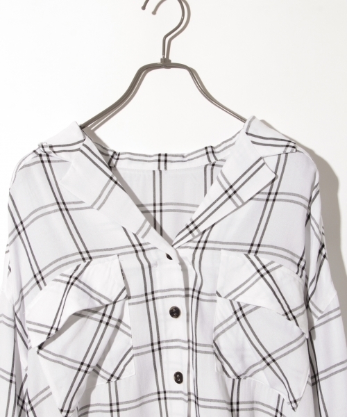 PAGEBOY(ページボーイ)の「オープンカラー3WAYブラウス(シャツ/ブラウス・レディース・オフホワイト/ブラック×ホワイト/カーキ/ブラック系その他・FREE)」の13枚目の写真