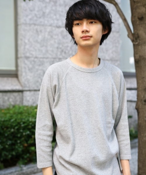 niko and...(ニコアンド)の「ソフトワッフル7分袖Tシャツ(Tシャツ/カットソー・メンズ・ホワイト/ネイビー/グレー/イエロー・MEDIUM/LARGE)」の2枚目の写真