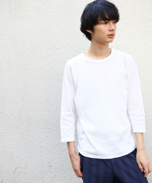 niko and...(ニコアンド)の「ソフトワッフル7分袖Tシャツ(Tシャツ/カットソー・メンズ・ホワイト/ネイビー/グレー/イエロー・MEDIUM/LARGE)」の1枚目の写真