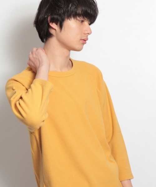 niko and...(ニコアンド)の「ソフトワッフル7分袖Tシャツ(Tシャツ/カットソー・メンズ・ホワイト/ネイビー/グレー/イエロー・MEDIUM/LARGE)」の4枚目の写真