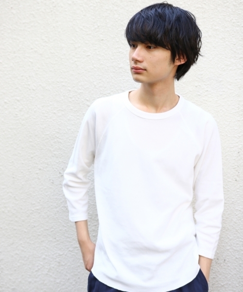 niko and...(ニコアンド)の「ソフトワッフル7分袖Tシャツ(Tシャツ/カットソー・メンズ・ホワイト/ネイビー/グレー/イエロー・MEDIUM/LARGE)」の5枚目の写真