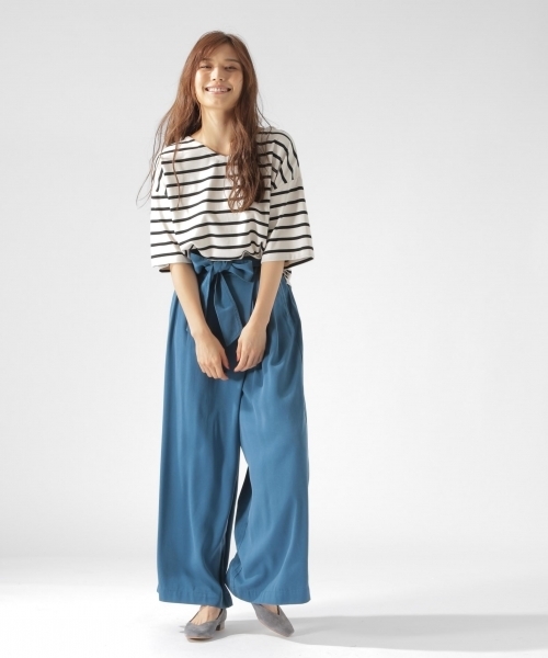 BAYFLOW(ベイフロー)の「ポンチボーダープルオーバー(Tシャツ/カットソー・レディース・ブラック/ベージュ/カーキ・SMALL/MEDIUM)」の4枚目の写真