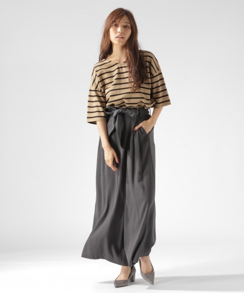BAYFLOW(ベイフロー)の「ポンチボーダープルオーバー(Tシャツ/カットソー・レディース・ブラック/ベージュ/カーキ・SMALL/MEDIUM)」の5枚目の写真