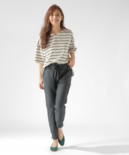 BAYFLOW(ベイフロー)の「ポンチボーダープルオーバー(Tシャツ/カットソー・レディース・ブラック/ベージュ/カーキ・SMALL/MEDIUM)」の7枚目の写真