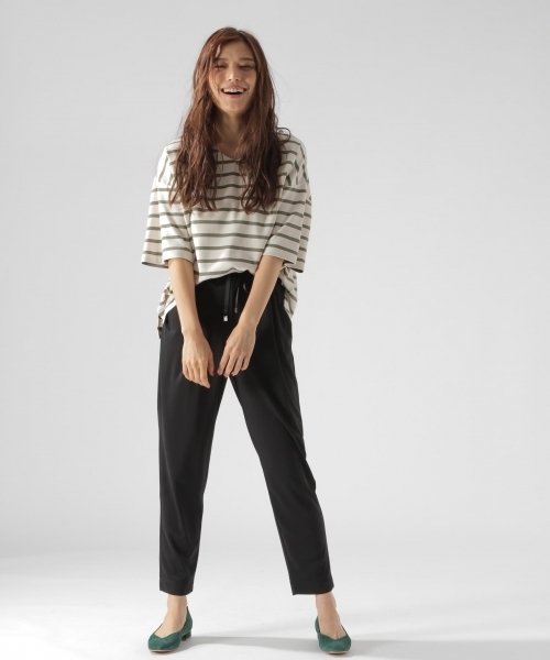 BAYFLOW(ベイフロー)の「ポンチボーダープルオーバー(Tシャツ/カットソー・レディース・ブラック/ベージュ/カーキ・SMALL/MEDIUM)」の8枚目の写真