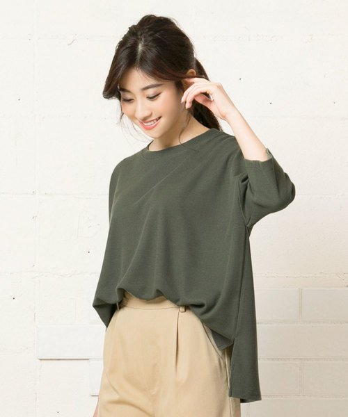 KOBE LETTUCE(コウベレタス)の「サーマル素材ビッグシルエットサーマルカットソーTシャツ(Tシャツ/カットソー・レディース・ブラック/オフホワイト/カーキ/マスタード・FREE)」の1枚目の写真