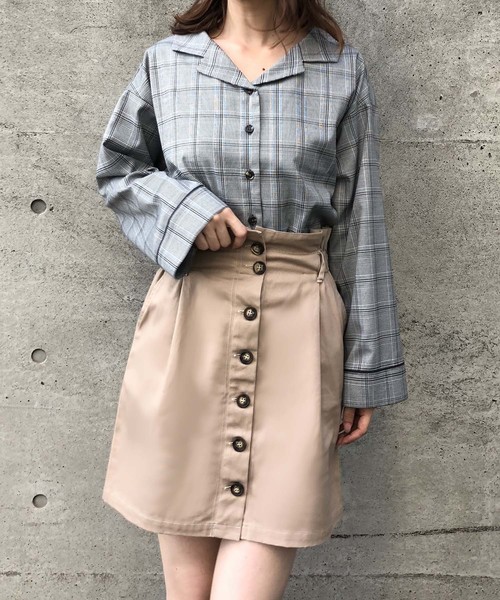 one after another NICE CLAUP（ワンアフターアナザーナイスクラップ）の「前ボタンミニスカート（スカート・レディース・ブラック/ベージュ/アイボリー/グレー系その他・FREE）」の5枚目の写真