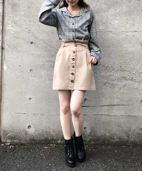 one after another NICE CLAUP（ワンアフターアナザーナイスクラップ）の「前ボタンミニスカート（スカート・レディース・ブラック/ベージュ/アイボリー/グレー系その他・FREE）」の6枚目の写真