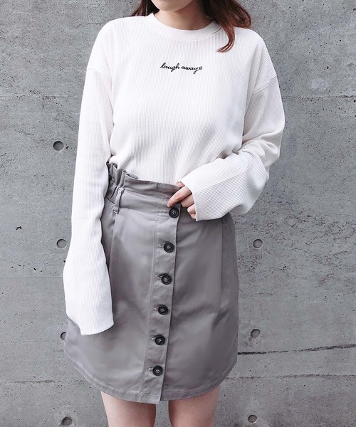 one after another NICE CLAUP（ワンアフターアナザーナイスクラップ）の「前ボタンミニスカート（スカート・レディース・ブラック/ベージュ/アイボリー/グレー系その他・FREE）」の9枚目の写真