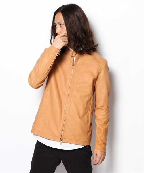 Lui's（ルイス）の「Lui's【プレミアムタンナーレザー】シングルレザージャケット（ライダースジャケット・メンズ・ブラック/ネイビー/チャコールグレー/キャメル・SMALL/MEDIUM/LARGE）」の14枚目の写真