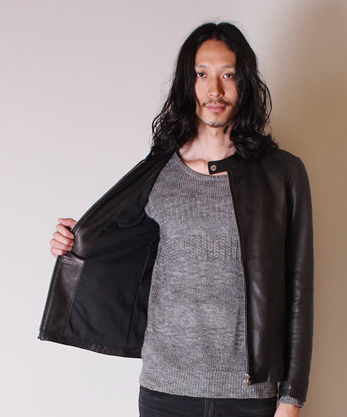 Lui's（ルイス）の「Lui's【プレミアムタンナーレザー】シングルレザージャケット（ライダースジャケット・メンズ・ブラック/ネイビー/チャコールグレー/キャメル・SMALL/MEDIUM/LARGE）」の6枚目の写真