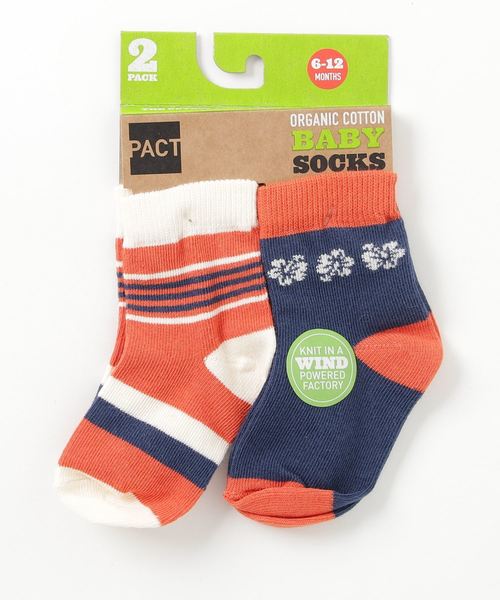 PACT(パクト)の「PACT Baby Boy's Sock Two-Pack ベビーソックス/靴下(ソックス/靴下・キッズ・グリーン系その他/オレンジ系その他・0-6MONTH/6-12MONTH)」の1枚目の写真