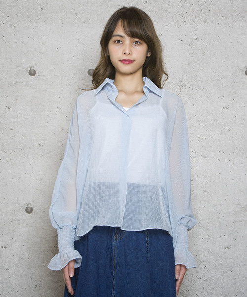 LUGG NAGG(ラグナグ)の「【Jewelobe/ ジュエローブ】スキッパー袖シャーリングブラウス(シャツ/ブラウス・レディース・ベージュ/オフホワイト/ピンク/ブルー・FREE)」の9枚目の写真