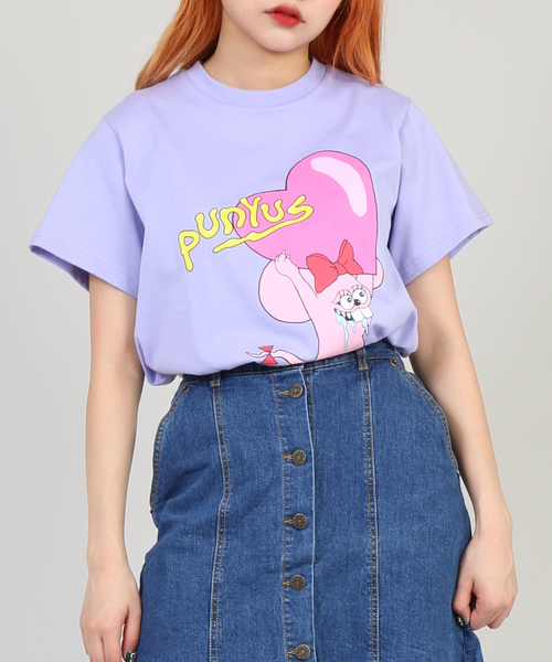 PUNYUS（プニュズ）の「いただきマウスTシャツ（Tシャツ/カットソー・レディース・ブラック/ライトパープル/ホワイト/ピンク・1/2/4/3）」の3枚目の写真