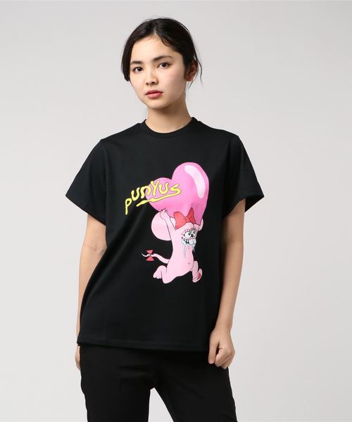 PUNYUS（プニュズ）の「いただきマウスTシャツ（Tシャツ/カットソー・レディース・ブラック/ライトパープル/ホワイト/ピンク・1/2/4/3）」の5枚目の写真