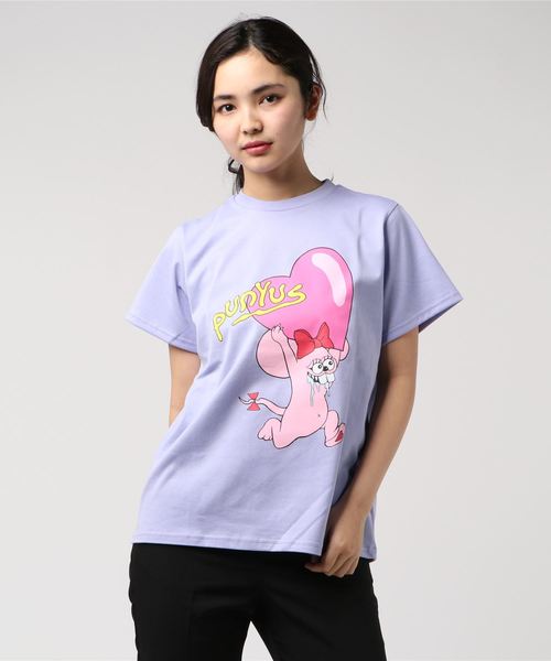 PUNYUS（プニュズ）の「いただきマウスTシャツ（Tシャツ/カットソー・レディース・ブラック/ライトパープル/ホワイト/ピンク・1/2/4/3）」の6枚目の写真