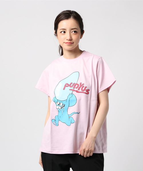 PUNYUS（プニュズ）の「いただきマウスTシャツ（Tシャツ/カットソー・レディース・ブラック/ライトパープル/ホワイト/ピンク・1/2/4/3）」の8枚目の写真