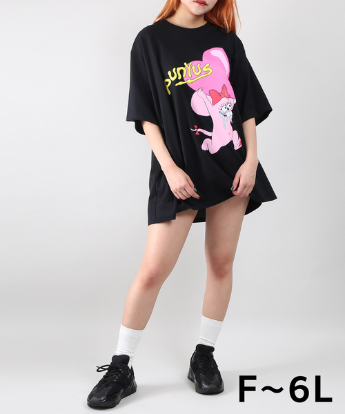 PUNYUS（プニュズ）の「いただきマウスTシャツ（Tシャツ/カットソー・レディース・ブラック/ライトパープル/ホワイト/ピンク・1/2/4/3）」の10枚目の写真