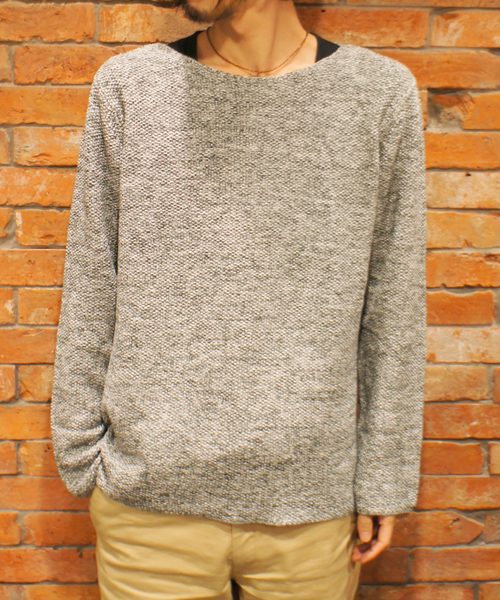 CIAOPANIC(チャオパニック)の「【Ciaopanic】 コットン引き揃えボートネック(ニット/セーター・メンズ・グリーン/ネイビー/ベージュ・MEDIUM/LARGE)」の1枚目の写真