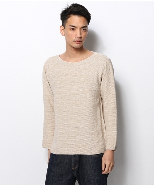 CIAOPANIC(チャオパニック)の「【Ciaopanic】 コットン引き揃えボートネック(ニット/セーター・メンズ・グリーン/ネイビー/ベージュ・MEDIUM/LARGE)」の12枚目の写真