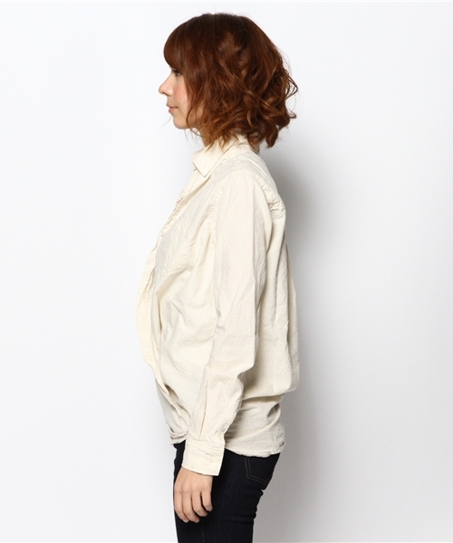 goa（ゴア）の「C/麻  ダンガリーカシュクールシャツ（シャツ/ブラウス・レディース・マスタード/ナチュラル/インディゴブルー/ホワイト・FREE）」の12枚目の写真