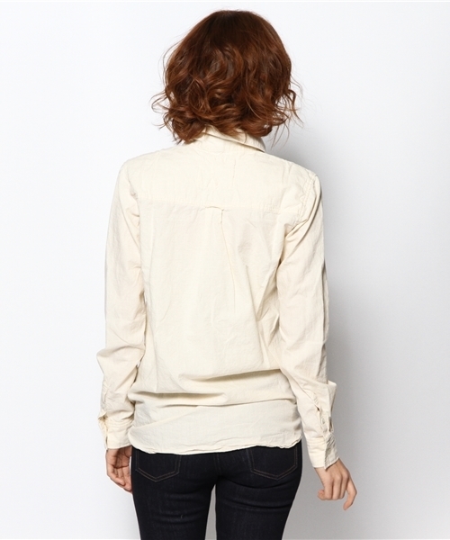 goa（ゴア）の「C/麻  ダンガリーカシュクールシャツ（シャツ/ブラウス・レディース・マスタード/ナチュラル/インディゴブルー/ホワイト・FREE）」の13枚目の写真