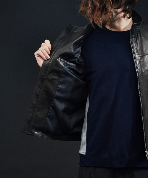 5351 POUR LES HOMMES(ゴーサンゴーイチプールオム)の「ヴィンテージラムレザーショートブルゾン(ブルゾン・メンズ・ライトグレー/ボルドー/ブラック・44/46/48/50)」の17枚目の写真
