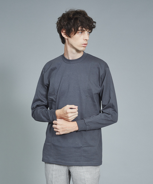 PRO CLUB （プロクラブ）の「【PRO CLUB】クルーネック　ヘビーウェイトロングTシャツ（Tシャツ/カットソー・メンズ・ホワイト/ブラック/ネイビー/ブラウン/グレー/グリーン/ボルドー/マスタード・2/3/4）」の4枚目の写真