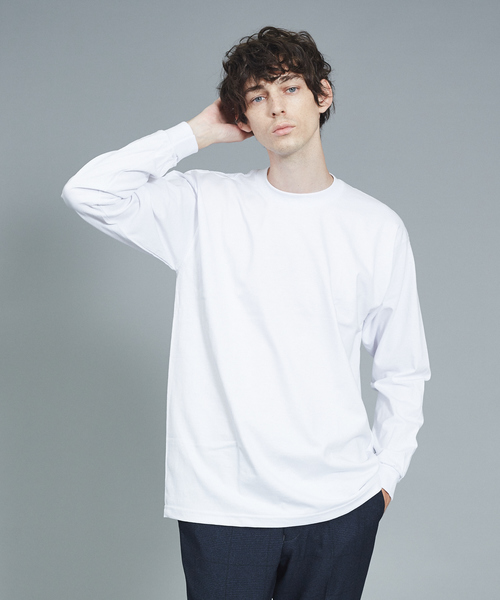 PRO CLUB （プロクラブ）の「【PRO CLUB】クルーネック　ヘビーウェイトロングTシャツ（Tシャツ/カットソー・メンズ・ホワイト/ブラック/ネイビー/ブラウン/グレー/グリーン/ボルドー/マスタード・2/3/4）」の2枚目の写真