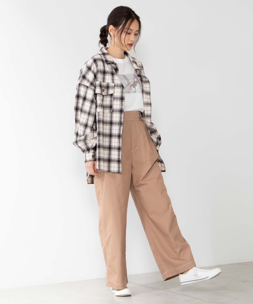 WEGO（ウィゴー）の「WEGO/チノタックストレートワイドパンツ（チノパンツ・レディース・ライトブラウン/カーキ/ベージュ/ブラック・MEDIUM/SMALL/X-SMALL/LARGE）」の9枚目の写真