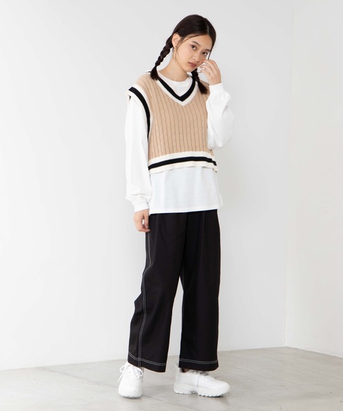 WEGO（ウィゴー）の「WEGO/チノタックストレートワイドパンツ（チノパンツ・レディース・ライトブラウン/カーキ/ベージュ/ブラック・MEDIUM/SMALL/X-SMALL/LARGE）」の19枚目の写真