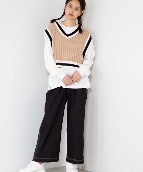 WEGO（ウィゴー）の「WEGO/チノタックストレートワイドパンツ（チノパンツ・レディース・ライトブラウン/カーキ/ベージュ/ブラック・MEDIUM/SMALL/X-SMALL/LARGE）」の10枚目の写真