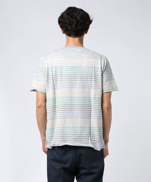 v::room(ヴィルーム)の「【V::ROOM】ブイルーム/ LONG LOOP BORDER - S/S CREW(Tシャツ/カットソー・メンズ・ライトグレー/ナチュラル・SMALL/MEDIUM/LARGE/X-LARGE)」の4枚目の写真