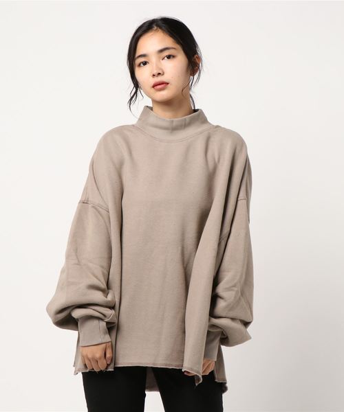 STYLEBLOCK（スタイルブロック）の「CVC裏起毛オーバーサイズサイドスリットハイネックスウェット（スウェット・レディース・ベージュ/パープル/ブラウン/カーキ/アイボリー・M）」の3枚目の写真