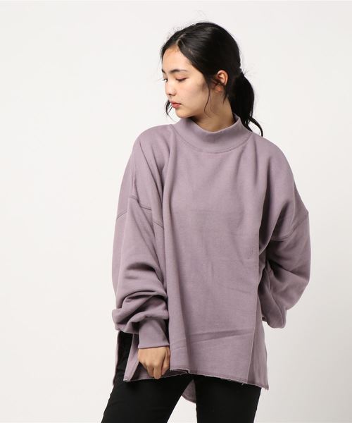 STYLEBLOCK（スタイルブロック）の「CVC裏起毛オーバーサイズサイドスリットハイネックスウェット（スウェット・レディース・ベージュ/パープル/ブラウン/カーキ/アイボリー・M）」の5枚目の写真