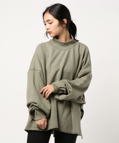 STYLEBLOCK（スタイルブロック）の「CVC裏起毛オーバーサイズサイドスリットハイネックスウェット（スウェット・レディース・ベージュ/パープル/ブラウン/カーキ/アイボリー・M）」の4枚目の写真