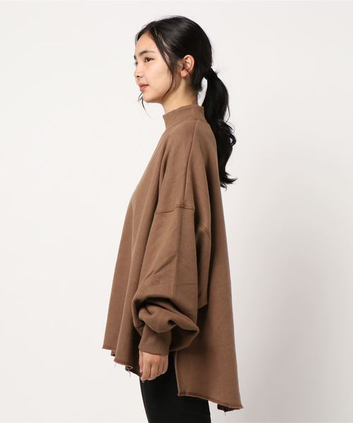 STYLEBLOCK（スタイルブロック）の「CVC裏起毛オーバーサイズサイドスリットハイネックスウェット（スウェット・レディース・ベージュ/パープル/ブラウン/カーキ/アイボリー・M）」の7枚目の写真