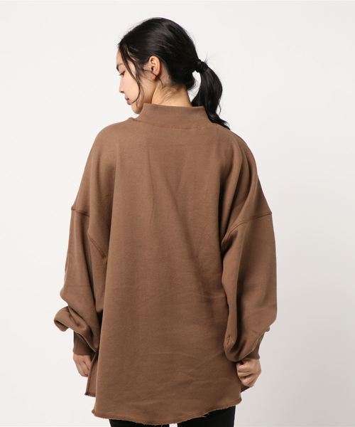 STYLEBLOCK（スタイルブロック）の「CVC裏起毛オーバーサイズサイドスリットハイネックスウェット（スウェット・レディース・ベージュ/パープル/ブラウン/カーキ/アイボリー・M）」の6枚目の写真