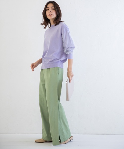 Munich（ミューニック）の「チュールパフスリーブニットプルオーバー（ニット/セーター・レディース・ベージュ/ラベンダー/ホワイト×ブラック・FREE）」の9枚目の写真