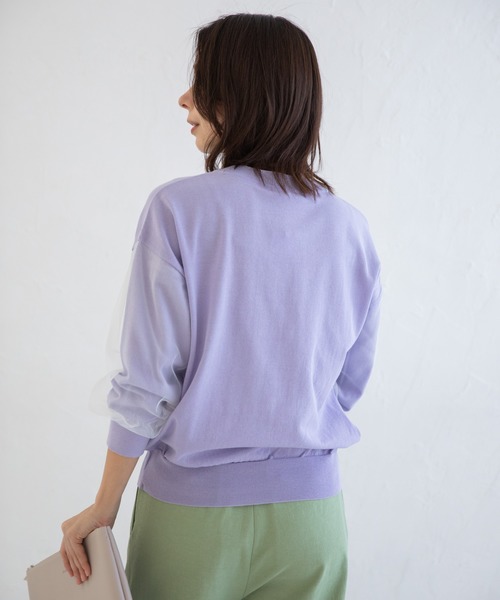 Munich（ミューニック）の「チュールパフスリーブニットプルオーバー（ニット/セーター・レディース・ベージュ/ラベンダー/ホワイト×ブラック・FREE）」の21枚目の写真