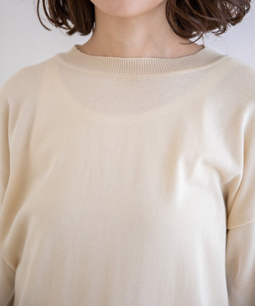 Munich（ミューニック）の「チュールパフスリーブニットプルオーバー（ニット/セーター・レディース・ベージュ/ラベンダー/ホワイト×ブラック・FREE）」の10枚目の写真