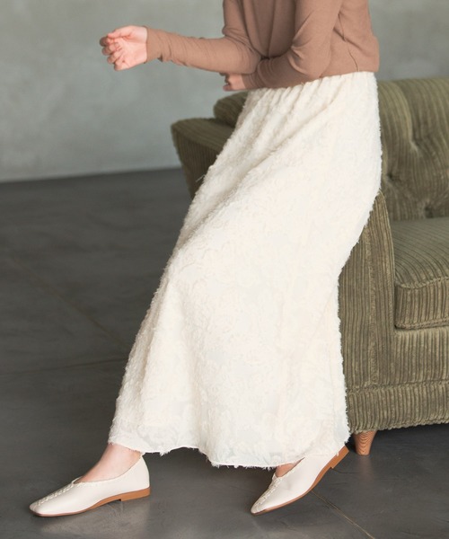 Aunt Marie's（アントマリーズ）の「AUNT MARIE'S シフォンカットジャガードスカート（スカート・レディース・ブラック/ナチュラル・FREE）」の4枚目の写真