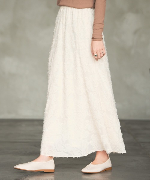 Aunt Marie's（アントマリーズ）の「AUNT MARIE'S シフォンカットジャガードスカート（スカート・レディース・ブラック/ナチュラル・FREE）」の5枚目の写真