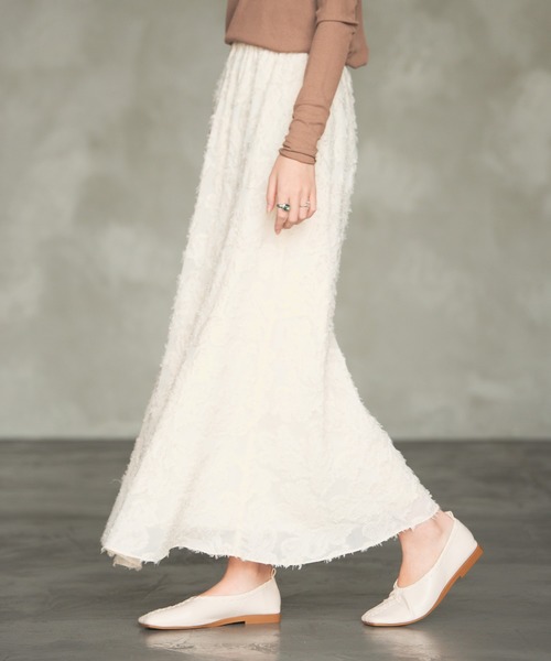 Aunt Marie's（アントマリーズ）の「AUNT MARIE'S シフォンカットジャガードスカート（スカート・レディース・ブラック/ナチュラル・FREE）」の6枚目の写真