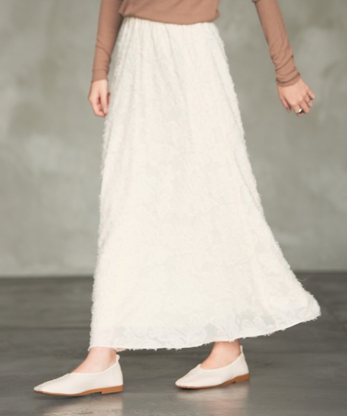 Aunt Marie's（アントマリーズ）の「AUNT MARIE'S シフォンカットジャガードスカート（スカート・レディース・ブラック/ナチュラル・FREE）」の8枚目の写真