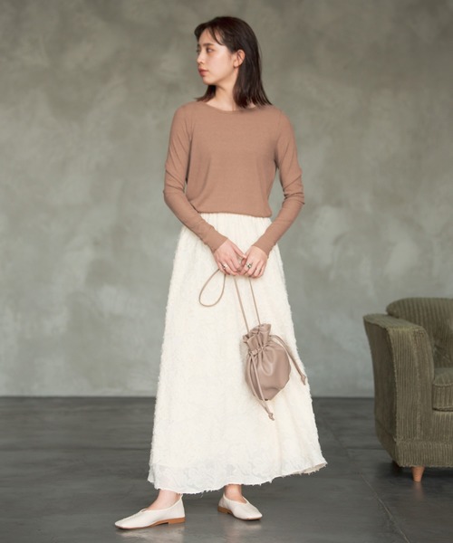 Aunt Marie's（アントマリーズ）の「AUNT MARIE'S シフォンカットジャガードスカート（スカート・レディース・ブラック/ナチュラル・FREE）」の9枚目の写真