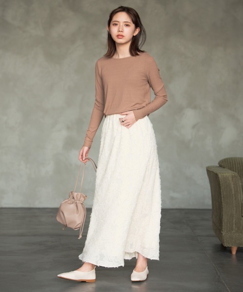 Aunt Marie's（アントマリーズ）の「AUNT MARIE'S シフォンカットジャガードスカート（スカート・レディース・ブラック/ナチュラル・FREE）」の10枚目の写真